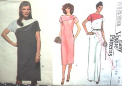 7635 LOOSE STRT PULLOVER DIAGONAL SS DRESS LENGTHS PATTERN 12